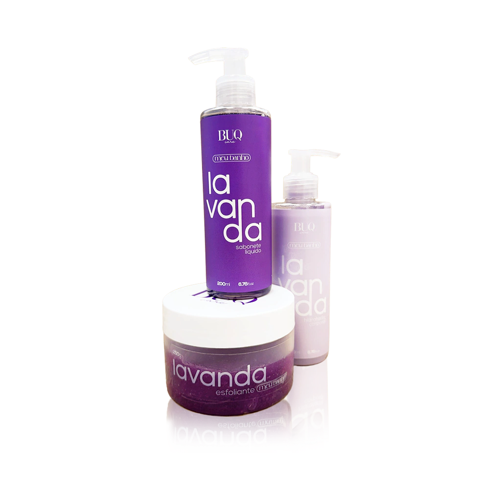COMBO LAVANDA+ ESFOLIANTE + CREME HIDRATANTE + SABONETE LÍQUIDO - Buq care